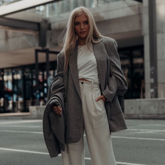 Vintage Jackets & Blazers - 90's Tweed Blazer Oversized Structured Tailored Collar Boxy Vintage Lined